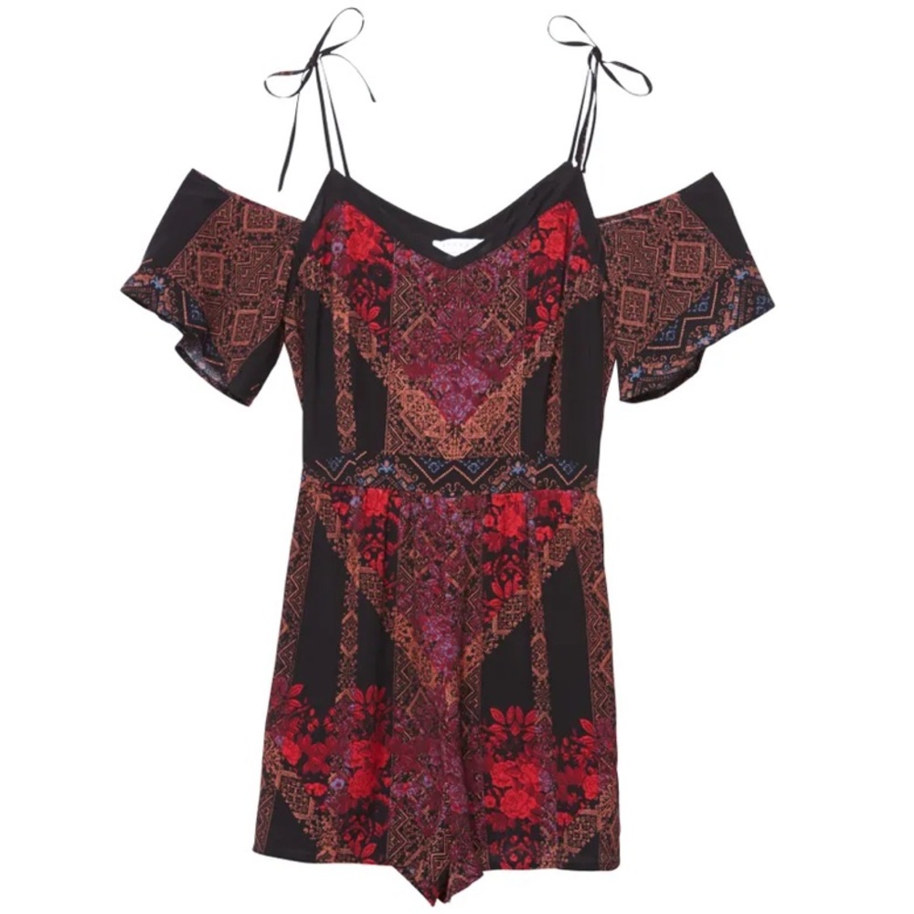 Pacsun Kendall + Kylie Strappy Off The Shoulder Boho Southwestern Black Romper